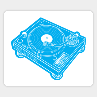 Turntable (White Lines + Cyan Drop Shadow) Analog / Music Magnet